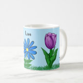 Amour floral Mugs gris personnalisées (Devant droit)