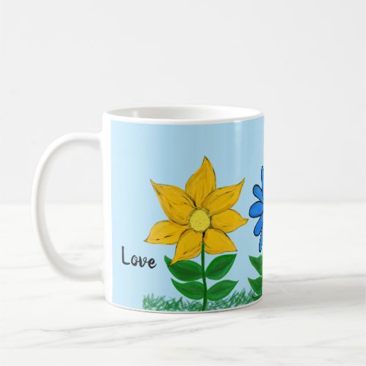 Amour floral Mugs gris personnalisées (Gauche)