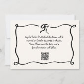 Amour | Geïllustreerde Franse strik en foto bruilo Save The Date (Achterkant)