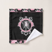 Amour gothique | Squelette rose et noir Coeur flor (Gant de toilette)