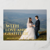 Amour & gratitude feuille d'or carte de remercieme (Recto)