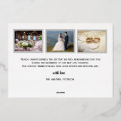 Amour & gratitude feuille d'or carte de remercieme (Verso)