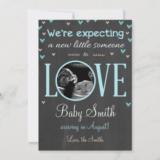 Amour Grossesse Faire-part Ultrasound Blue Boy (Devant)