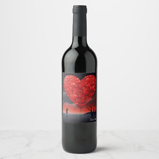 Amour infini : Étiquette de vin Valentine (Devant)