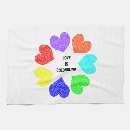 Amour Interracial Rainbow Hearts Serviette de cuis (Horizontal)