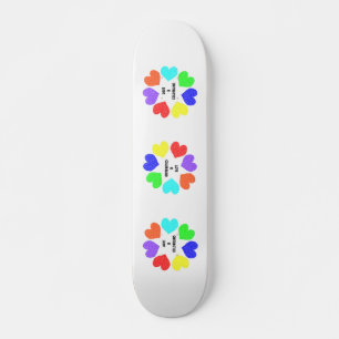 Amour Interracial Rainbow Hearts Skateboard