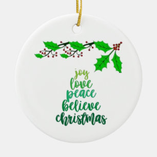 **AMOUR/JOIE/PAIX** ORNEMENT CÉRAMIQUE DE NOËL