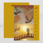 Amour & le coucher de soleil _ Invitation (Devant / Derrière)