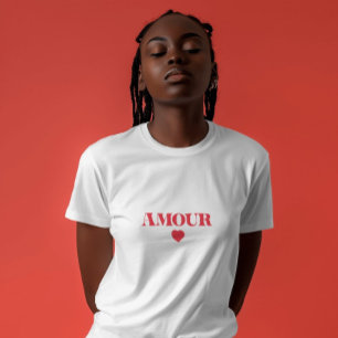 Amour liefde minimalistisch hart rood eenvoudige t t-shirt