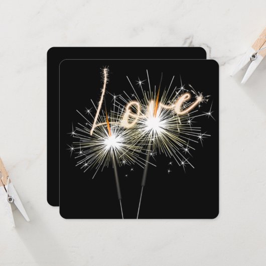 Amour Mariage Sparklers sur Invitation noire (Devant/Arrière en situation)