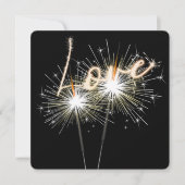Amour Mariage Sparklers sur Invitation noire (Devant)