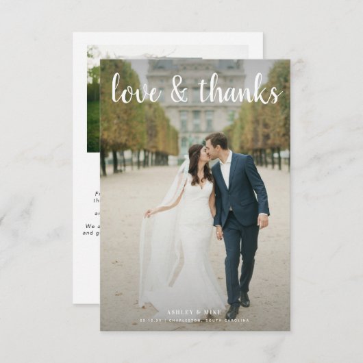 AMOUR & MERCI | 2 Mariage noir et blanc photo (Devant / Derrière)