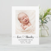 Amour Merci bébé Faire-part de naissance Carte pho (Debout devant)