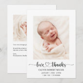 Amour Merci bébé Faire-part de naissance Carte pho (Devant / Derrière)