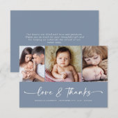 Amour & Merci | Blue Modern Trois Photo Nouveau bé (Devant / Derrière)