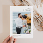 AMOUR & MERCI | CARTE DE REMERCIEMENTS MARIAGE<br><div class="desc">Un design moderne avec une photo. Vous pouvez télécharger votre propre image et modifier. Le texte et les couleurs peuvent être personnalisés.</div>