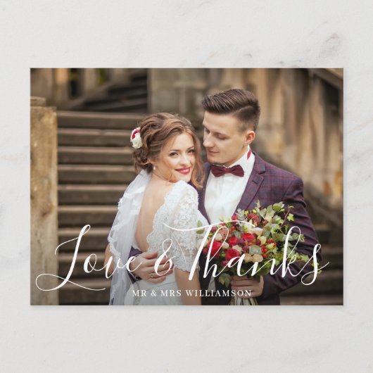 Amour & Merci | carte photo Merci mariage (Devant)