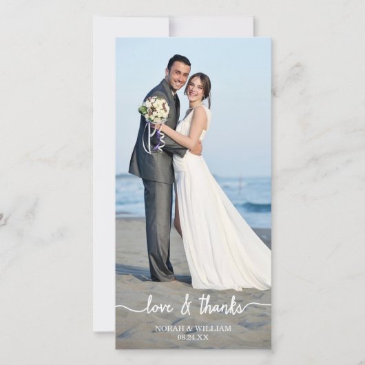 Amour & Merci Mariage Merci Carte photo (Devant)