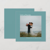 Amour & Merci Minimaliste Mariage Turquoise Carré (Devant / Derrière)