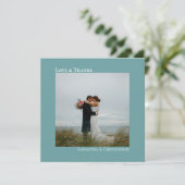 Amour & Merci Minimaliste Mariage Turquoise Carré (Debout devant)