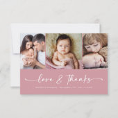 Amour & Merci | Pink Modern Trois Photo Nouveau bé (Devant)