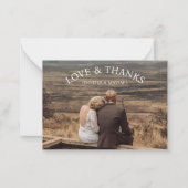 amour & merci script moderne 2 photos carte mariag (Devant)