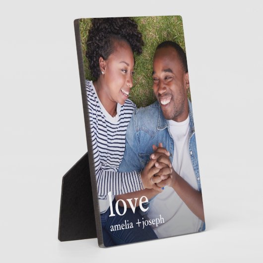 Amour minimal avec des noms Plaque photo (Côté)