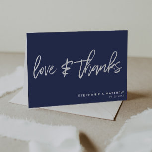 Amour minimaliste et merci écriture marine bleu