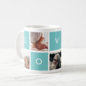 Amour moderne | Aqua Photo Collage Mug (Devant gauche)
