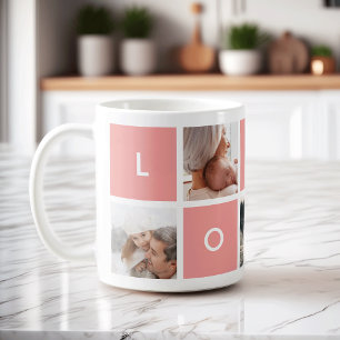 Amour moderne Collage de photos de corail Mug
