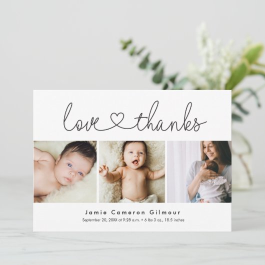 Amour moderne et coeur merci Script 3 Photos de bé (Debout devant)