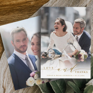 Amour moderne et Merci Mariage Photo Gold