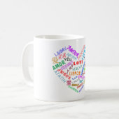 Amour multilingue Texte Coeur Café Mug (Devant gauche)