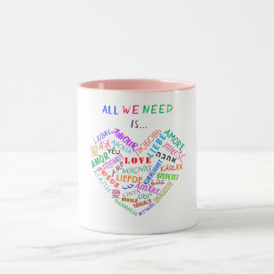 Amour multilingue Texte Coeur Café Mugs Cadeau