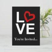 Amour, noir et blanc avec invitation au coeur roug (Debout devant)