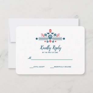 Amour nordique en rouge et bleu   Mariage RSVP