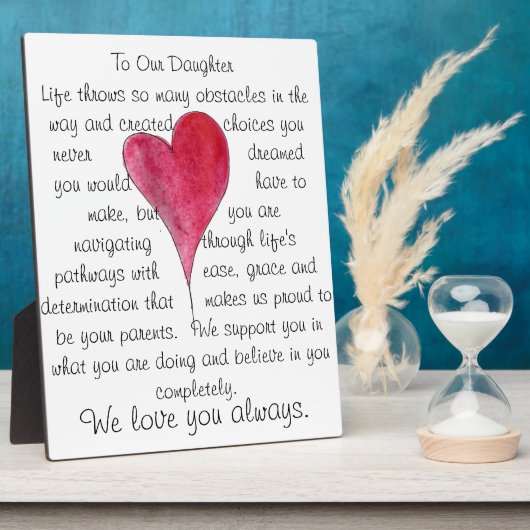 amour notre fille plaque de coeur (Côté)