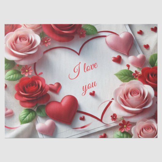Amour Papier de Soie Roses Saint-Valentin (Recto)