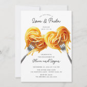Amour & Pasta Fiançailles de coeur Invitation (Devant)