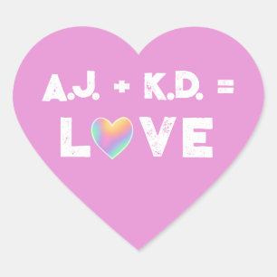 Amour personnalisé Pastel Rainbow Heart Étiquettes