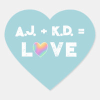 Amour personnalisé Pastel Rainbow Heart Étiquettes