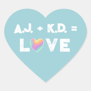 Amour personnalisé Pastel Rainbow Heart Étiquettes