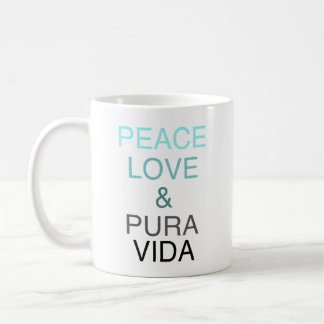 Amour Pura Vida Teal de paix et tasse de café noir