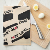 "Amour, Rire, Cook !" Serviette de thé de cuisine (Quart Plié)