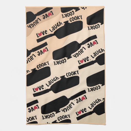 "Amour, Rire, Cook !" Serviette de thé de cuisine (Vertical)