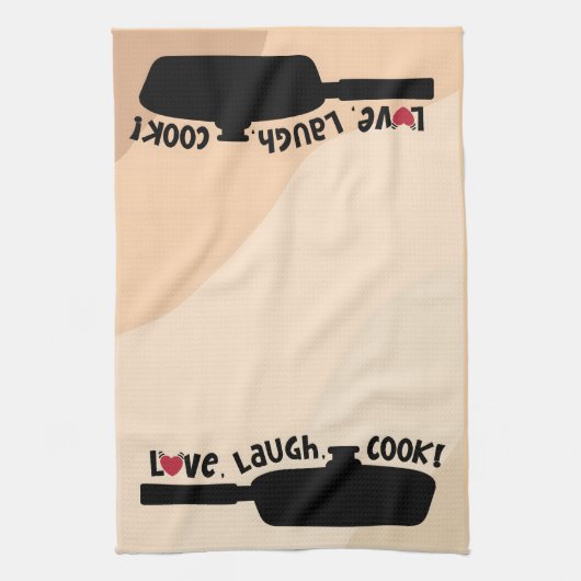 "Amour, Rire, Cook !" Serviette de thé de cuisine (Vertical)
