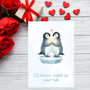 Amour Romantique Manchot Mignon Carte de la Saint-
