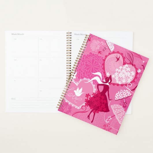 Amour romantique Silhouette Motif Coeurs roses (Devant avec enveloppe)