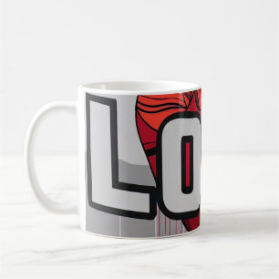 Amour romantique Texte Mug mignon Coeur Rouge Desi
