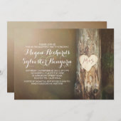 amour rustique arbre pays fiançailles invitations (Devant / Derrière)